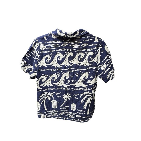 C&C California Hawaiian Button Up Shirt & Short Set Linen Blend Womens Medium - Picture 5 of 13